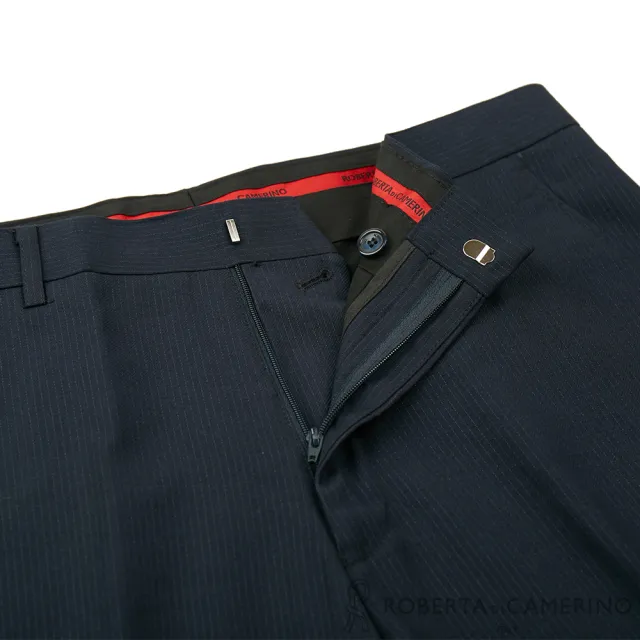 【ROBERTA 諾貝達】男裝 修身剪裁 時尚條紋商務西褲 平口(藍)