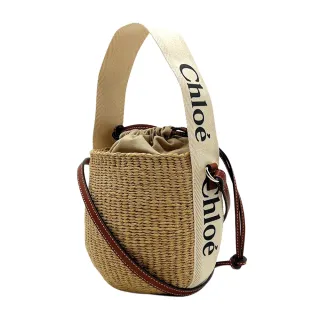 【Chloe’ 蔻依】Woody basket 草編束口水桶包(米白)