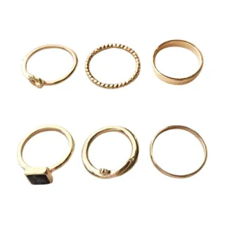 【00:00】簡約風戒指 個性風戒指/韓國設計簡約氣質個性關節戒6件戒指套組(2色任選)
