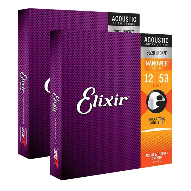 【ELIXIR】美國 ELIXIR 11052 2包1組 木吉他弦 80/20 Bronze(12-53 Nanoweb 薄包膜)