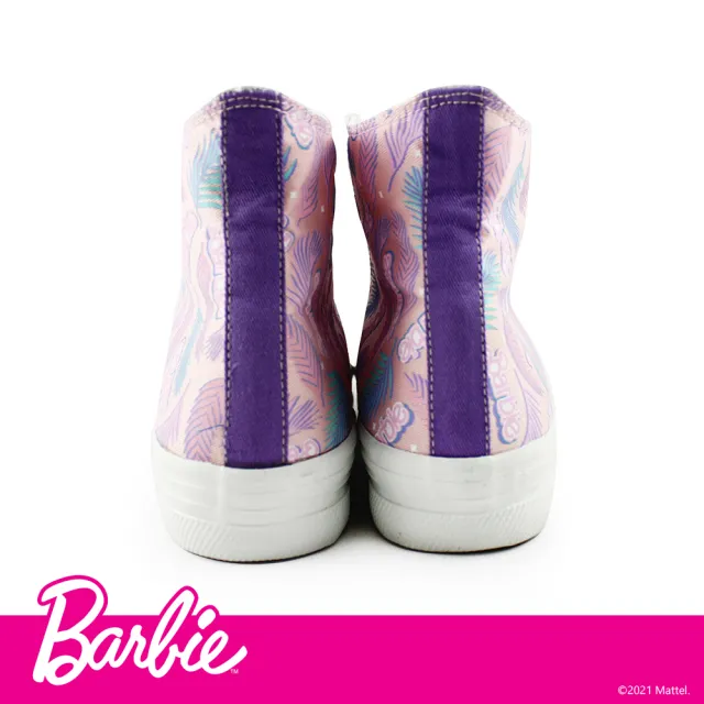 【Paidal】Barbie芭比愛上渡假高筒帆布鞋(甜心粉)