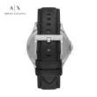 【A|X Armani Exchange 官方直營】Hampton 灰線壓字時尚手錶 黑色真皮錶帶 46MM AX2101