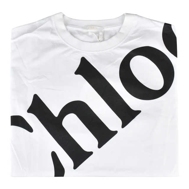 【Chloe’ 蔻依】CHLOE黑字LOGO棉質寬鬆短袖T-Shirt(白)