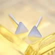 【925 STARS】純銀925素銀拉絲簡約三角造型耳釘(純銀耳釘 極簡耳釘 純銀耳環 三角耳環 幾何耳環)