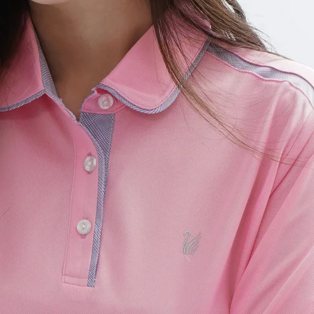 【遊遍天下】女款涼感吸濕排汗抗UV防曬機能POLO長衫GL1016粉紅(長袖POLO M-5L)