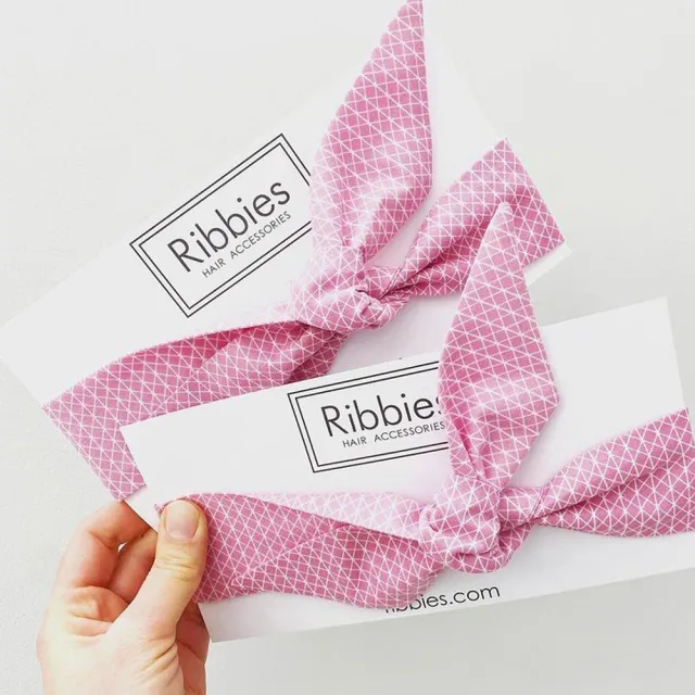 【Ribbies】兒童蝴蝶結髮帶粉紅幾何圖形(髮帶)