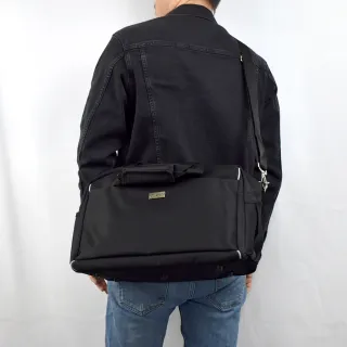 【men life】旅行袋 簡約黑色多夾層收納(旅行袋)