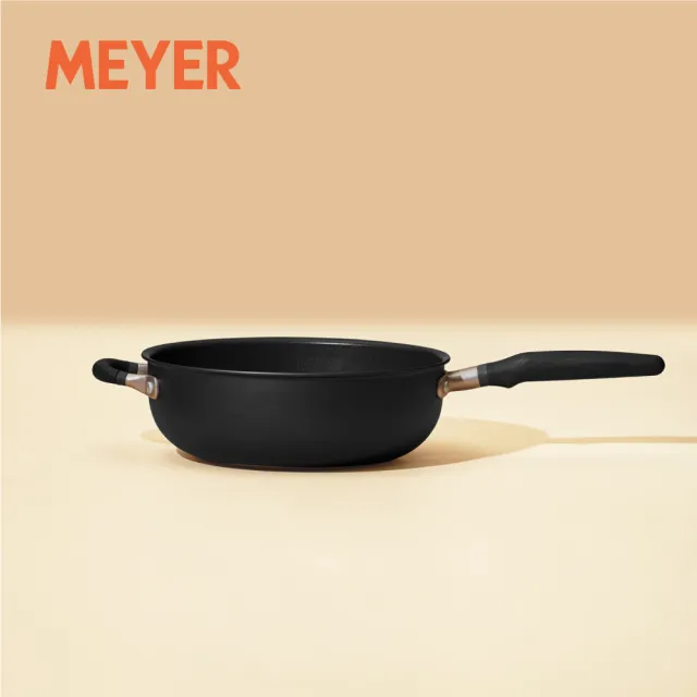 【MEYER 美亞】Accent微金亞光黑-陽極氧化26cm /4.3L不沾鍋萬用深炒鍋(IH/電磁爐適用)