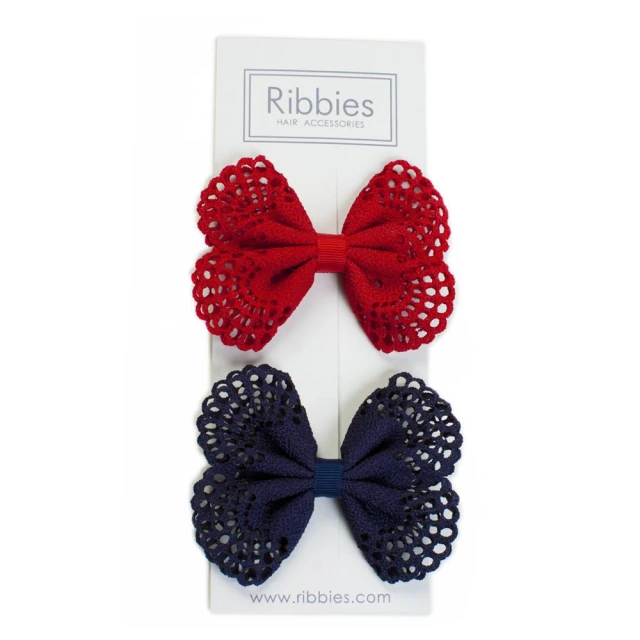 【Ribbies】典雅洞洞蝴蝶結髮夾海軍藍/紅(髮夾)