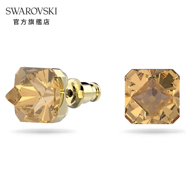 【SWAROVSKI 官方直營】Chroma 耳釘 三角形切割Swarovski水晶 黃色 鍍金色色調 交換禮物