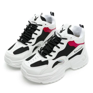 【PLAYBOY】仙氣美腿 真皮兔兔老爹鞋 -白黑-Y77201C