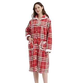 【蕾妮塔塔】聖誕紅 極暖超柔軟水貂絨女性長袖睡衣(R05237-8紅格紋)