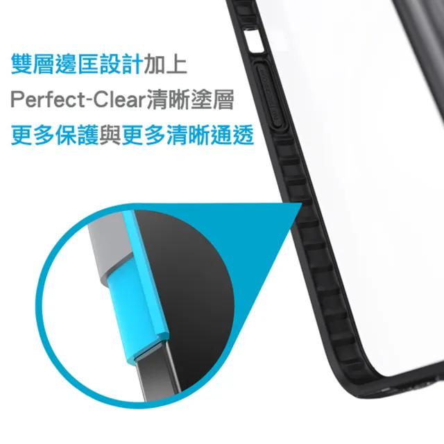 【Speck】iPhone 13 6.1” Presidio Perfect-Clear Geo 透明抗菌4米防摔保護殼 黑框(iPhone 13 保護殼)