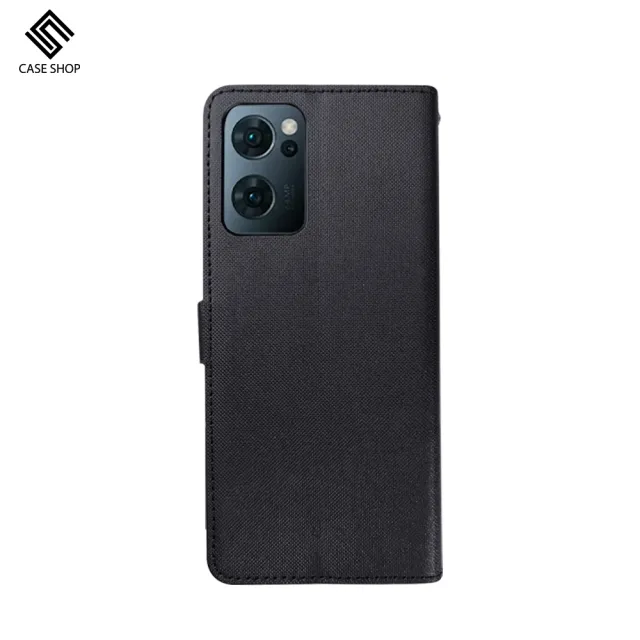 【CASE SHOP】OPPO Reno7 5G 專用前插卡側立式皮套-黑