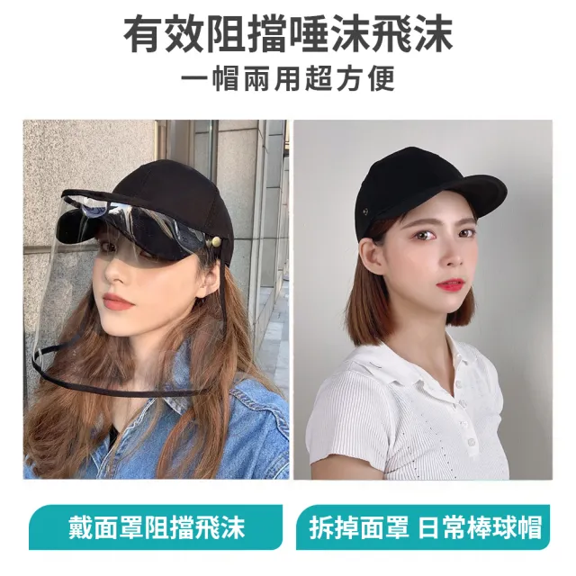 【JOJOGO 揪揪購】2件組 防飛沫可拆式棒球帽(防疫/防飛沫/防塵/隔離面罩)