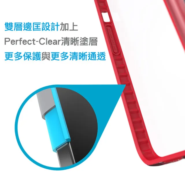 【Speck】iPhone 13 6.1” Presidio Perfect-Clear Geo 透明抗菌4米防摔保護殼 紅框(iPhone 13 保護殼)