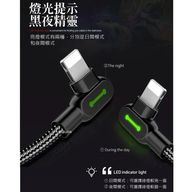 【Mcdodo 麥多多】雙彎頭 LED USB-A to Lightning 50cm 3A快充/充電傳輸線 紐扣系列(iPhone充電線)