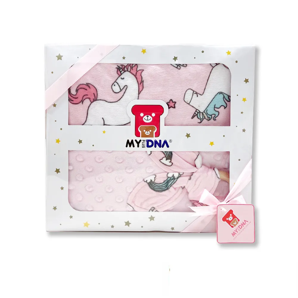 【MY+DNA 熊本部】法蘭絨舒適蓋毯禮盒組-獨角獸(B0023-02-04)