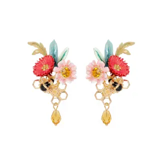 【Les Nereides】甜蜜蜂光-繁花與蜂巢耳環