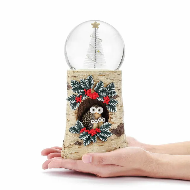 【JARLL 讚爾藝術】森林守護者-貓頭鷹 水晶球音樂盒(生日情人告白 結婚 聖誕禮物 交換禮物 聖誕裝飾)
