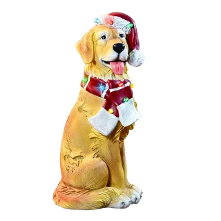 【YU Living 信歐傢居】北歐風LED聖誕狗擺飾 LED聖誕狗擺件(高74cm/黃色)