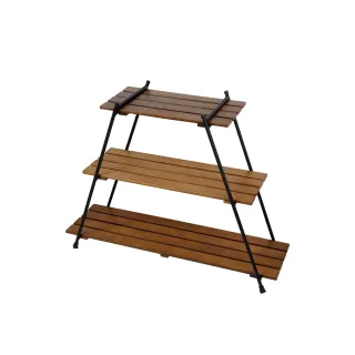 【NUIT 努特】黑森林櫸木塔型三層架 實木置物架 置物架 收納架 摺疊架 木質層板架 木層架 展示架(NTF250)