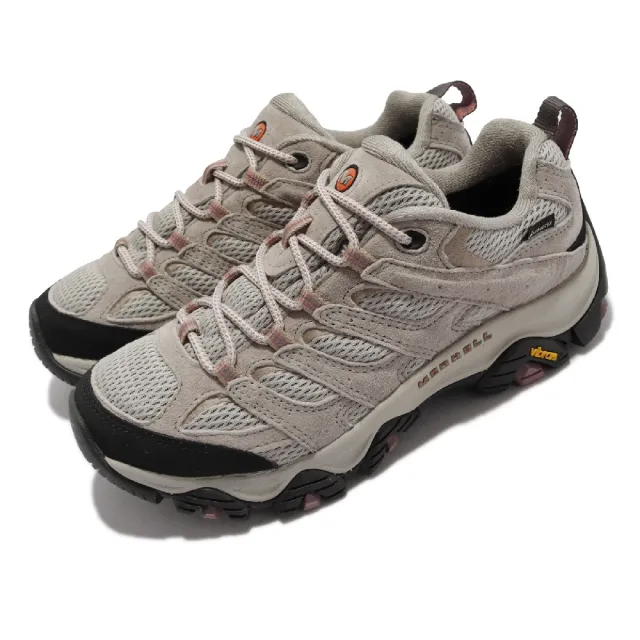 【MERRELL】戶外鞋 Moab 3 GTX 防水 真皮 女鞋 登山鞋 越野 避震 支撐 耐磨 黃金大底 玫瑰奶茶色(ML036326)