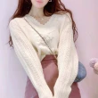 【BBHONEY】韓製 甜美V領手工繡花寬鬆慵懶針織衫毛衣(網美必備款)