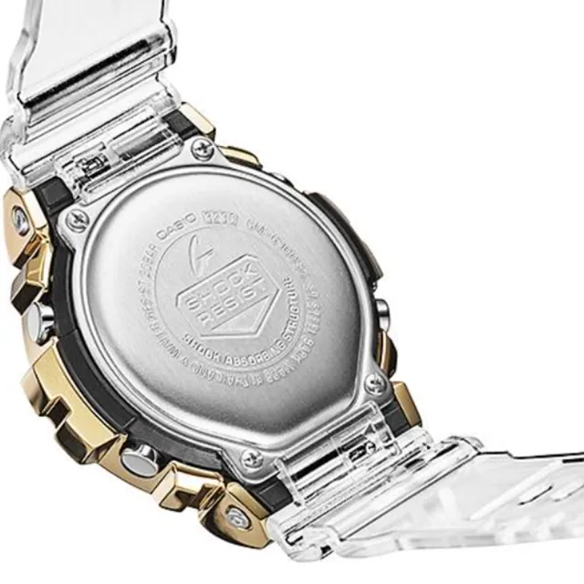 CASIO 卡西歐】G-SHOCK 金屬錶圈透明手錶(金色_GM-6900SG-9) - momo