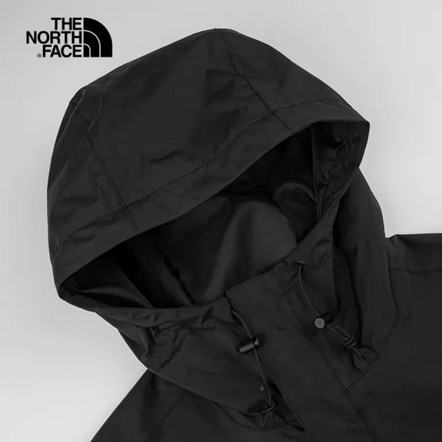 【The North Face 官方旗艦】北面男款黑色DryVent防水透氣連帽衝鋒衣｜7QOHJK3(外套)