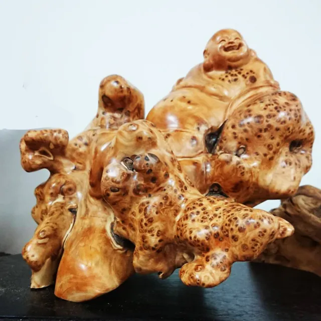 【桃花源創意工坊】飛天彌勒崖柏瘤(木雕藝術/禮品/居家擺飾/玄關)
