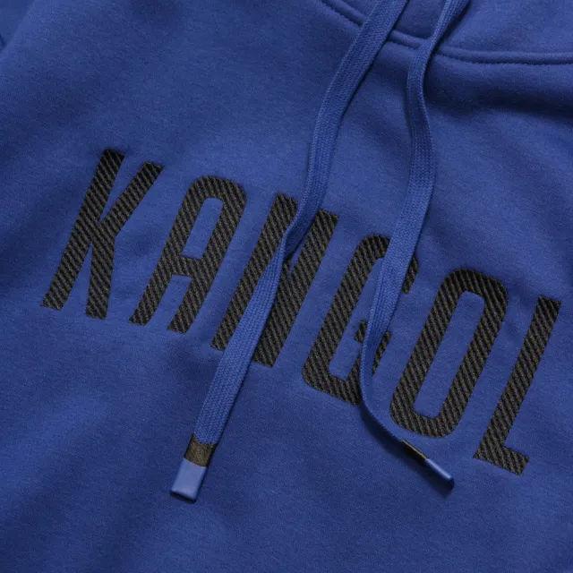 【KANGOL】帽T 藍 大LOGO 刺繡 刷毛 男女(6155105582)