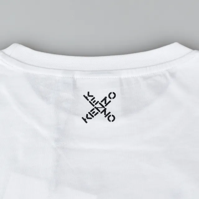 【KENZO】KENZO黑字LOGO交叉字母設計棉質短袖T-Shirt(白)