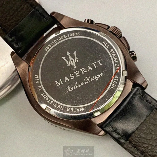 【MASERATI 瑪莎拉蒂】瑪莎拉蒂男女通用錶型號R8851101008(古銅色錶面古銅色錶殼深黑色真皮皮革錶帶款)