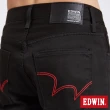【EDWIN】男裝 EDGE酷涼經典休閒五分褲 紅色袋花(黑色)