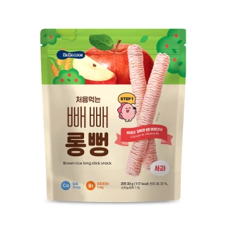 【韓國 BEBECOOK】寶膳 嬰幼兒初食綿綿貝貝棒-蘋果 30g(超長米棒重磅登場)