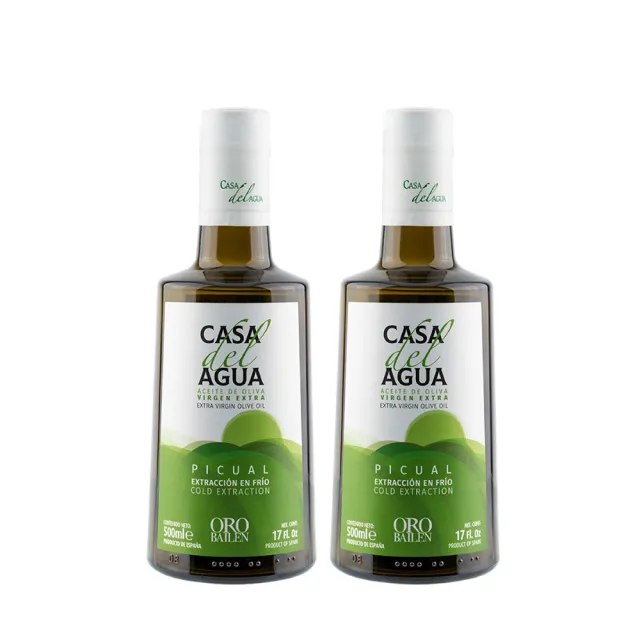 【Casa del Agua 歐嘉】歐嘉職人款 特級冷壓初榨橄欖油 500mlx2入(國民好油/家庭料理首選/高發煙點)
