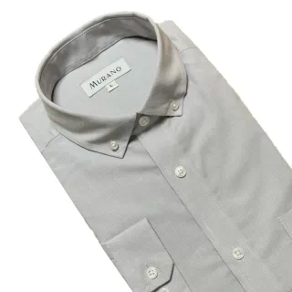 【MURANO】淺灰十字格紋長袖襯衫M-2XL(台灣製、現貨、長袖、格紋)