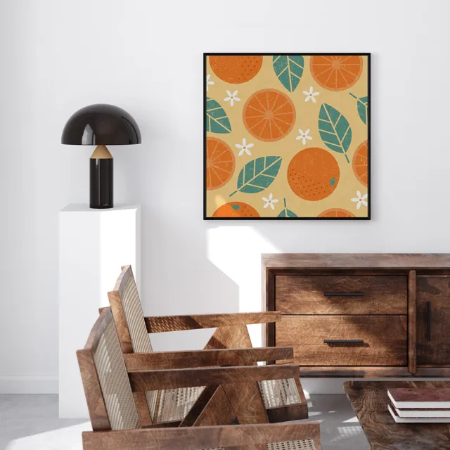 【菠蘿選畫所】橙香洋溢-60x60cm(橘子/掛畫/喜氣吉利/佈置/牆面裝飾/複製畫/電繪)