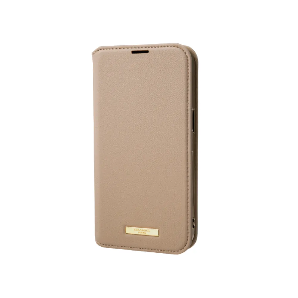 【Gramas】iPhone 13 6.1吋 Shrink 時尚工藝 掀蓋式皮套(淺棕)