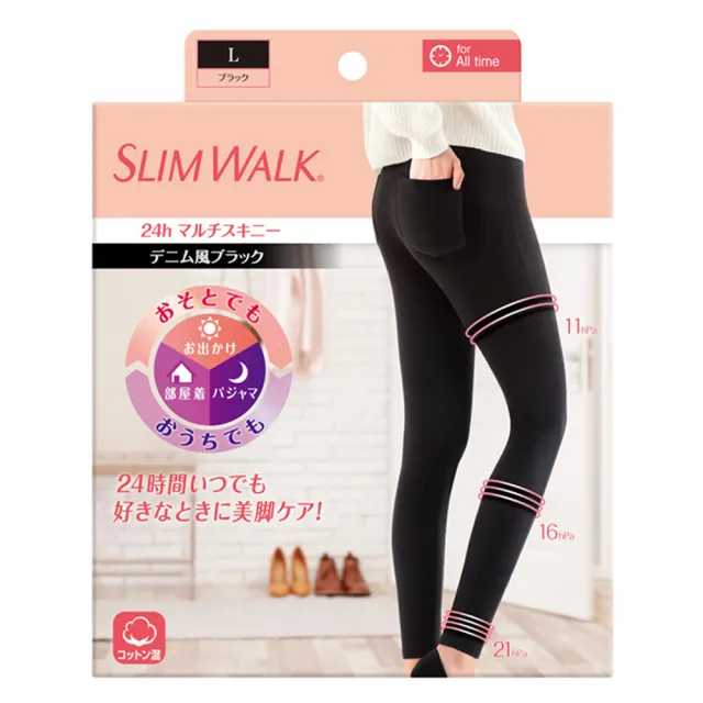 【SLIMWALK 官方直營】全功能美腿壓力褲(斜紋黑)