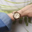 【FOSSIL】玫瑰金 三眼日期 卡其皮革錶帶 女錶 手錶 母親節(AM4532)