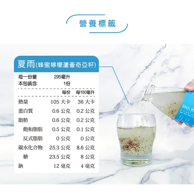 【谷溜谷溜】GULIU GULIU 養生飲品 夏雨-蜂蜜檸檬蘆薈奇亞籽 295mlx6瓶(無禮盒)