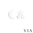 【VIA】白鋼耳釘 白鋼耳環 星星耳釘 月亮耳釘/星空系列 星星月亮不對稱造型白鋼耳釘(鋼色)