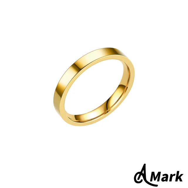 【A MARK】鈦鋼戒指 素面戒指 光面戒指/經典素面純色3MM光面316L鈦鋼戒指(金色)