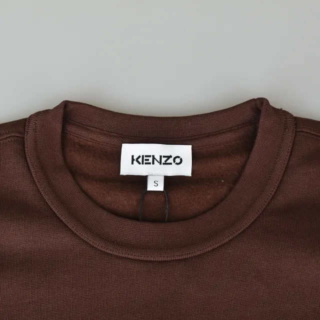 【KENZO】KENZO刺繡字母LOGO人物線條設計棉質長袖T-Shirt(粉x酒紅)