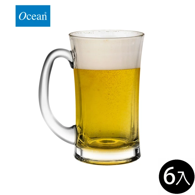 【Ocean】把手啤酒杯 330ml Lugano系列 6入組(啤酒杯)
