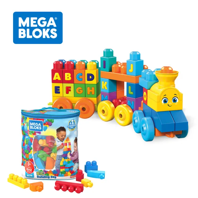 【Mega Bloks 美高積木】音樂學習火車積木+80片積木(兒童積木/學習積木/創意DIY拚搭)