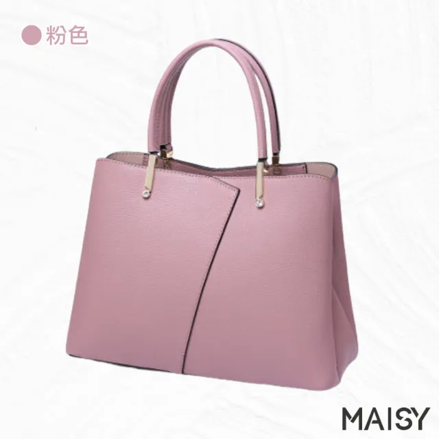 【MAISY】韓版真皮鑲鑽肩背斜背手提包(真皮包包 現+預  黑 / 粉 / 酒紅 / 深藍 / 淺藍)