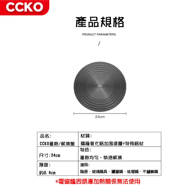 【CCKO】24cm 多功能快速解凍盤 導熱板 瓦斯爐節能板 受熱均勻(解凍盤 節能板)